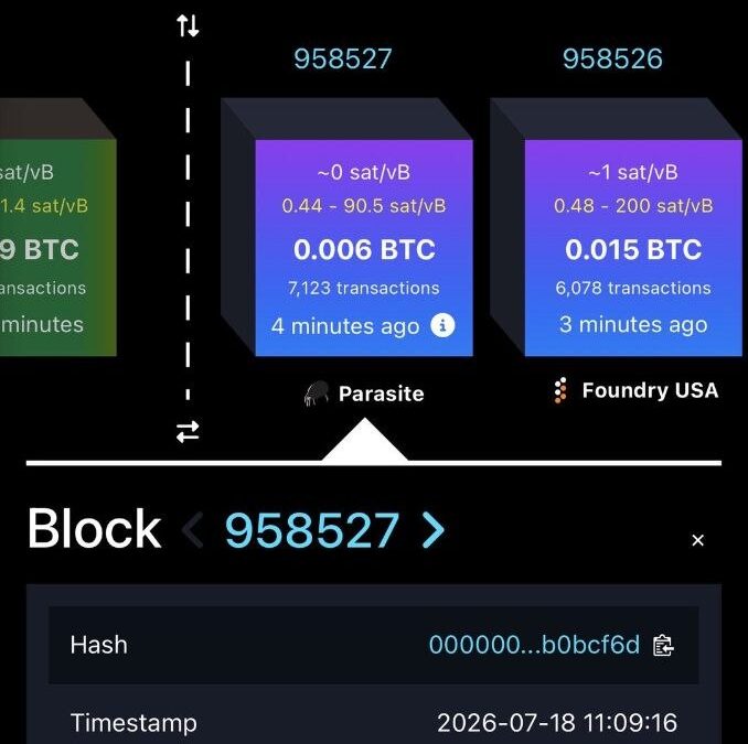 PARASITE STRIKES AGAIN — BLOCK 958,527 FOUND BY HOME MINERS