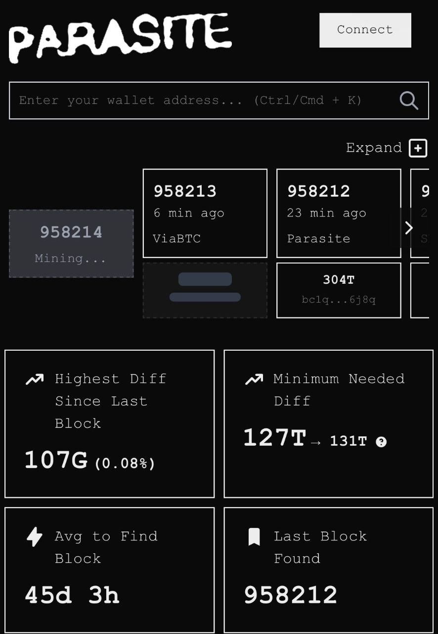 Parasite Mining Pool Dashboard