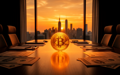 Strategy Inc Bitcoin corporate treasury boardroom scene