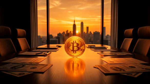 Strategy Inc Bitcoin corporate treasury boardroom scene